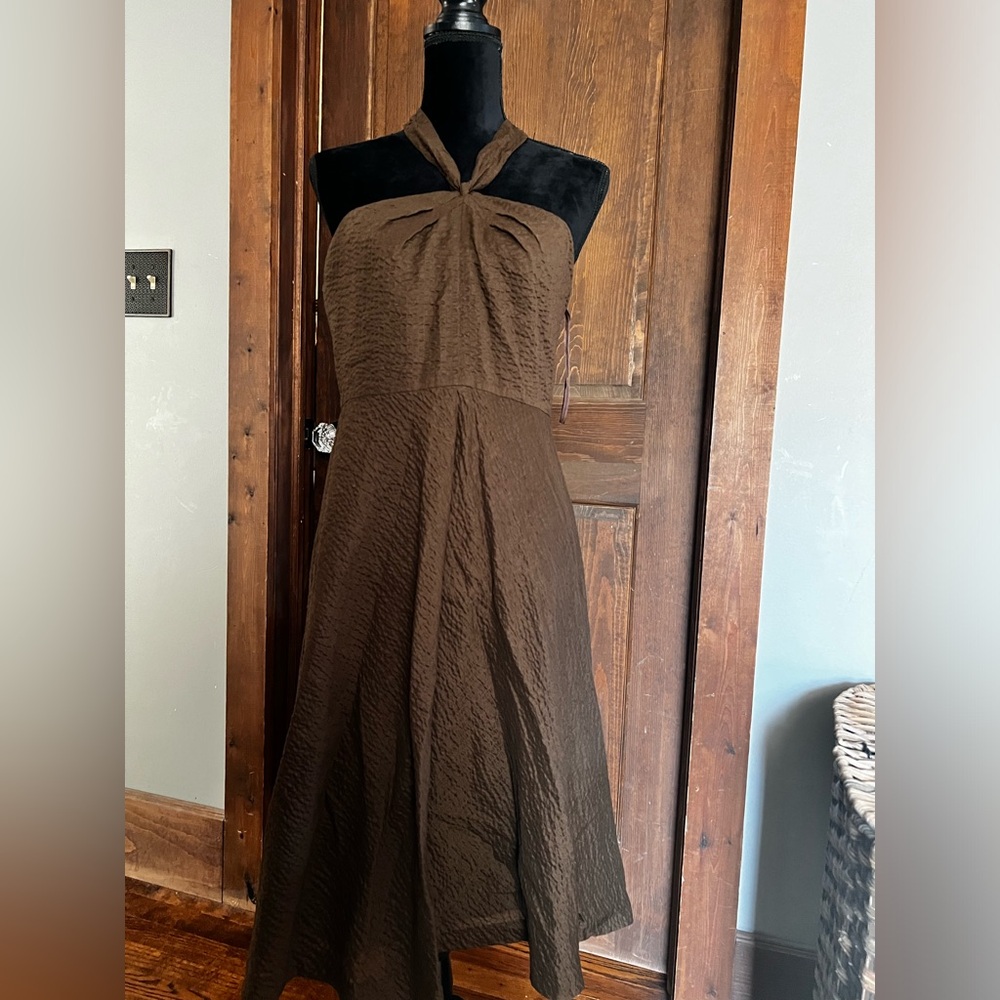 J.Crew brown halter dress size eight NWT